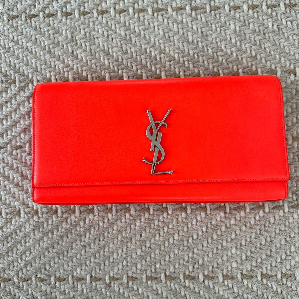 YSL Neon Orange Clutch. RARE